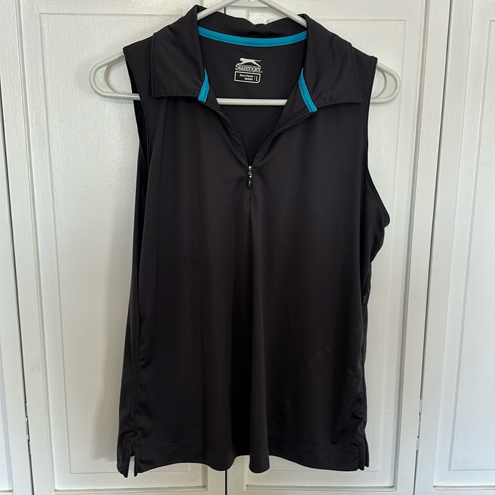 Grey sleeveless golf top